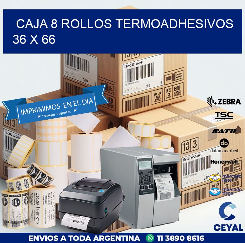 CAJA 8 ROLLOS TERMOADHESIVOS 36 x 66