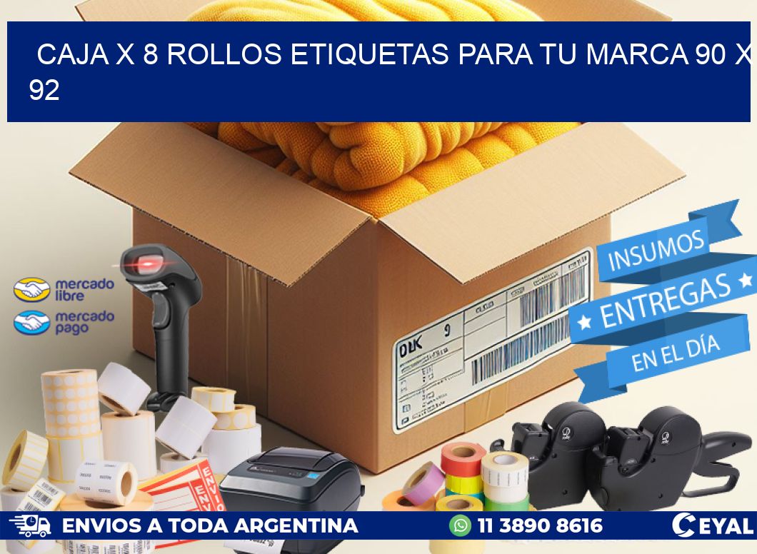 Caja X 8 Rollos Etiquetas para tu marca 90 x 92