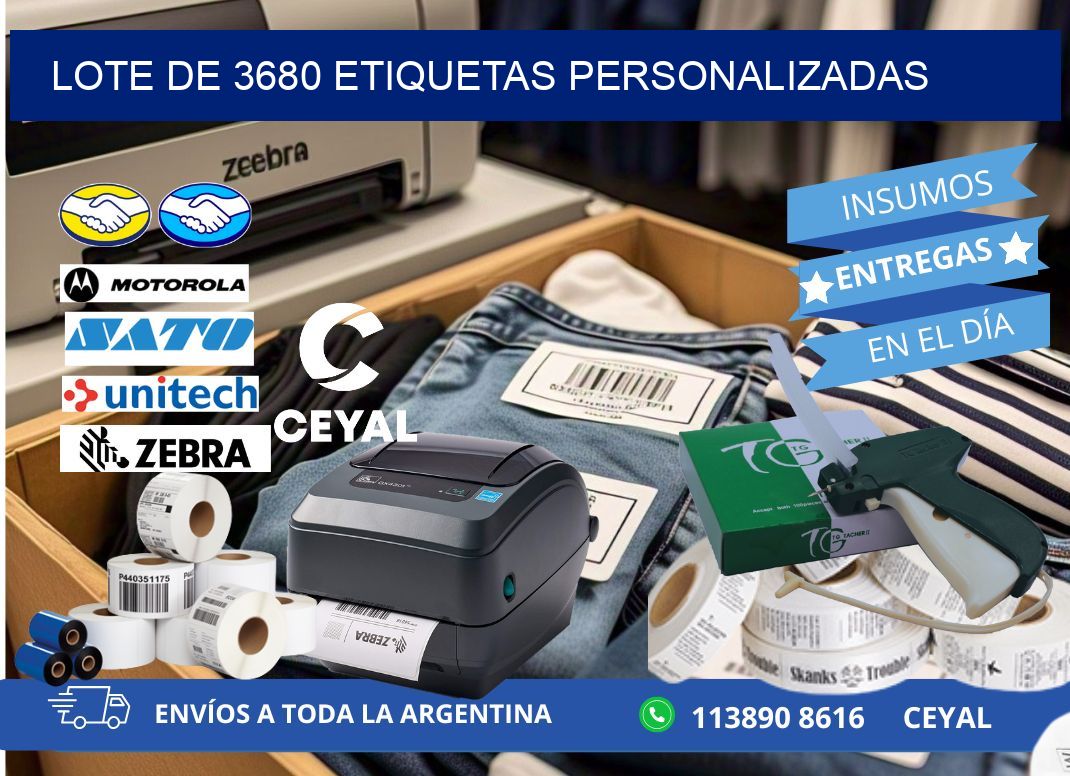 Lote de 3680 etiquetas personalizadas
