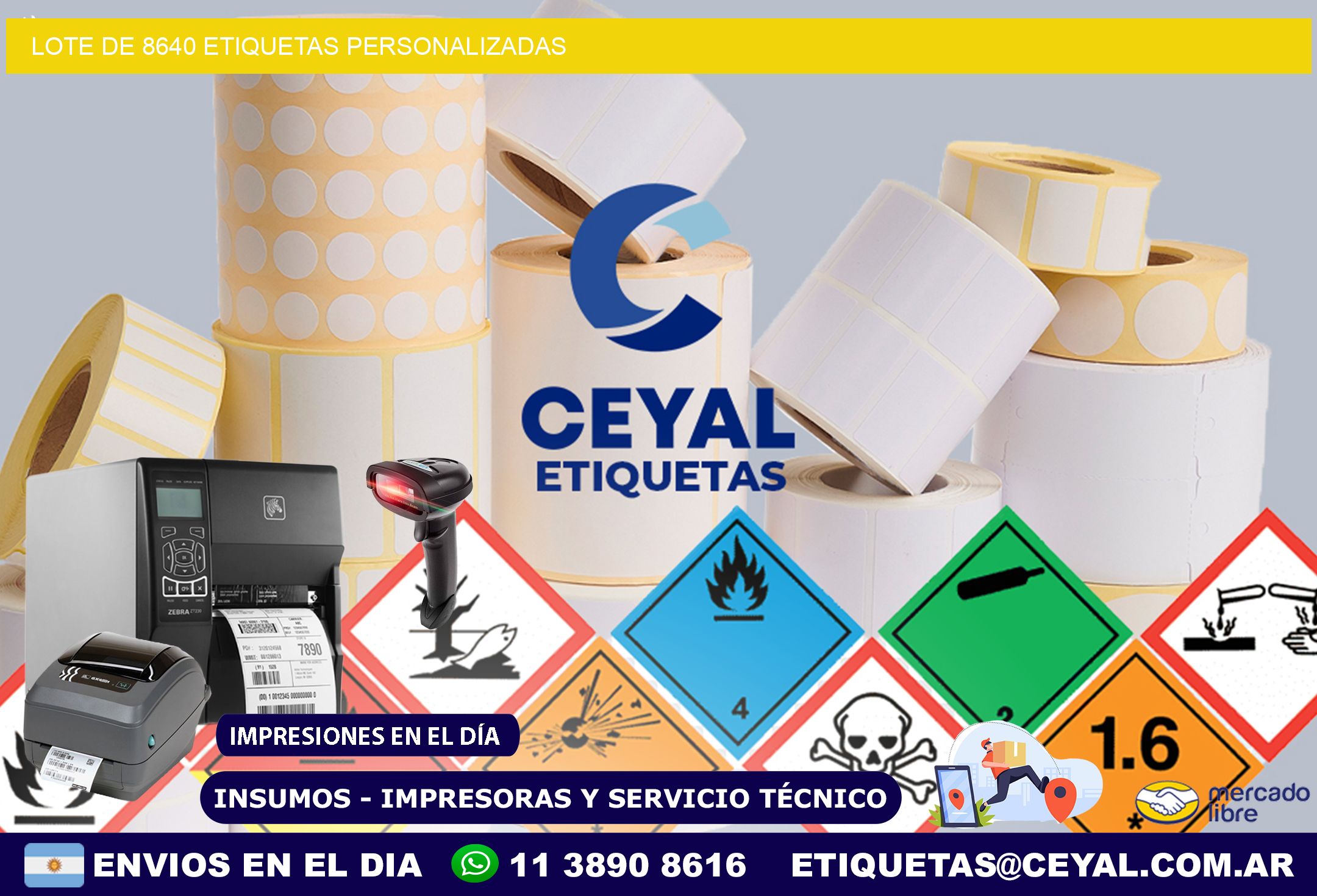 Lote de 8640 etiquetas personalizadas