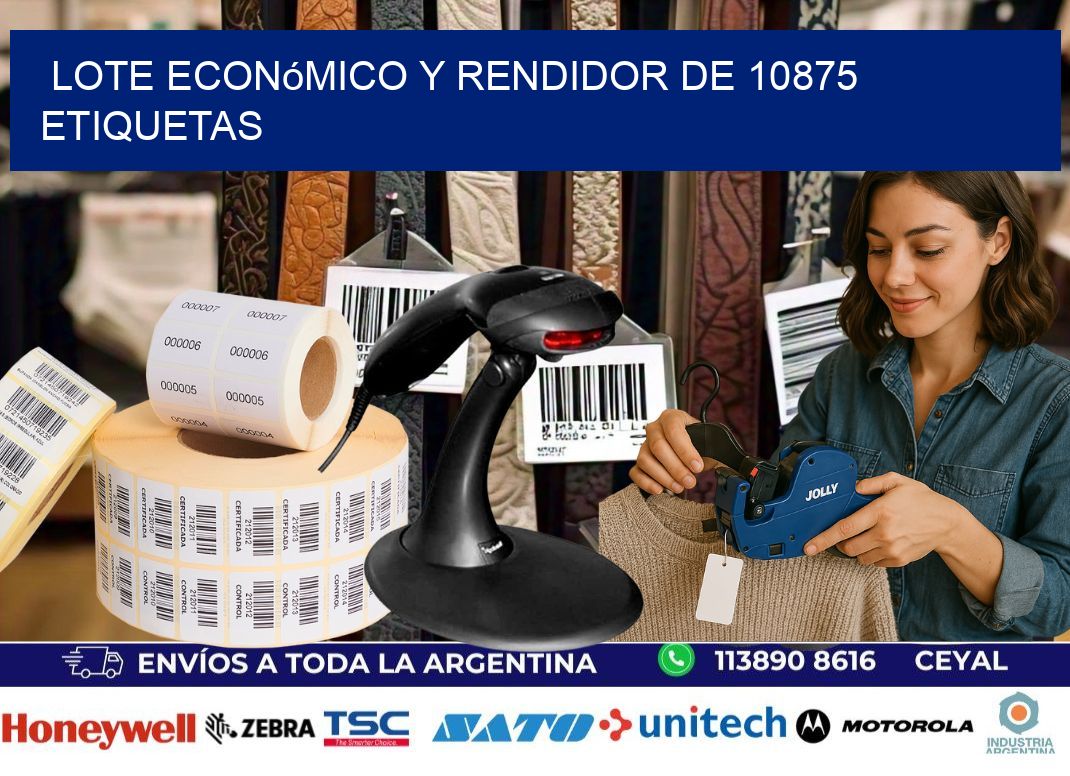 Lote económico y rendidor de 10875 etiquetas