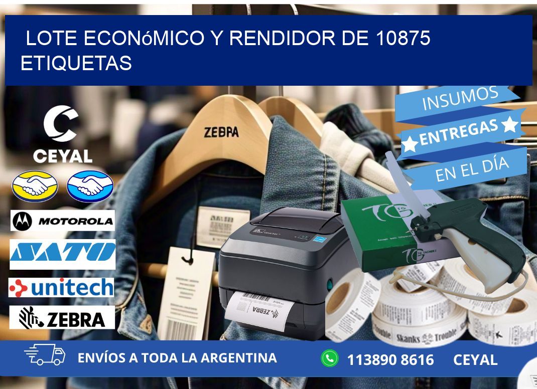 Lote económico y rendidor de 10875 etiquetas