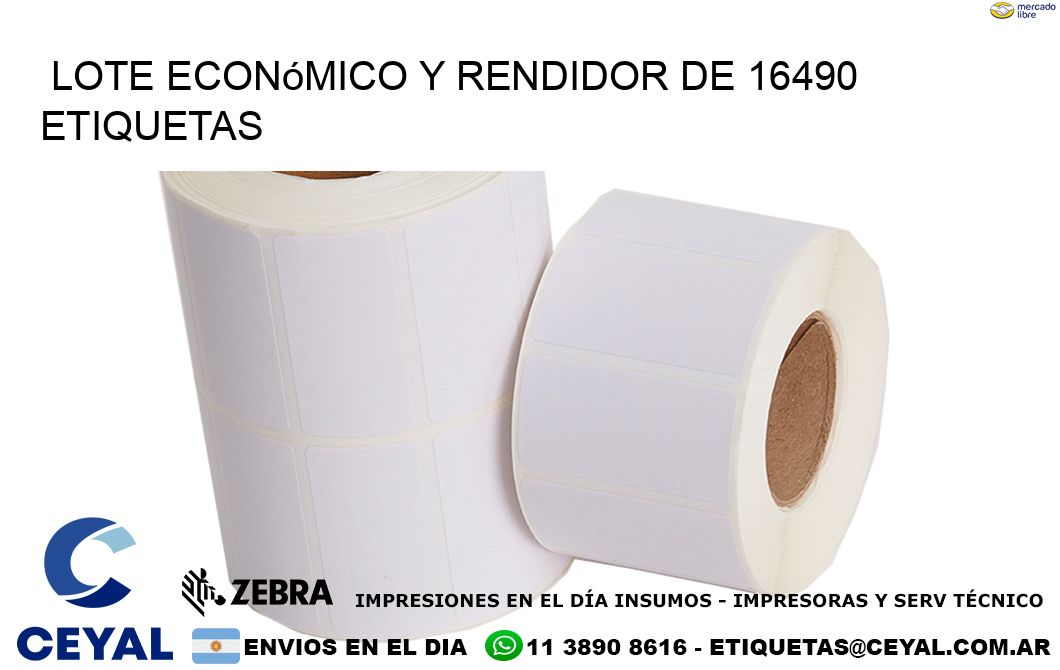 Lote económico y rendidor de 16490 etiquetas