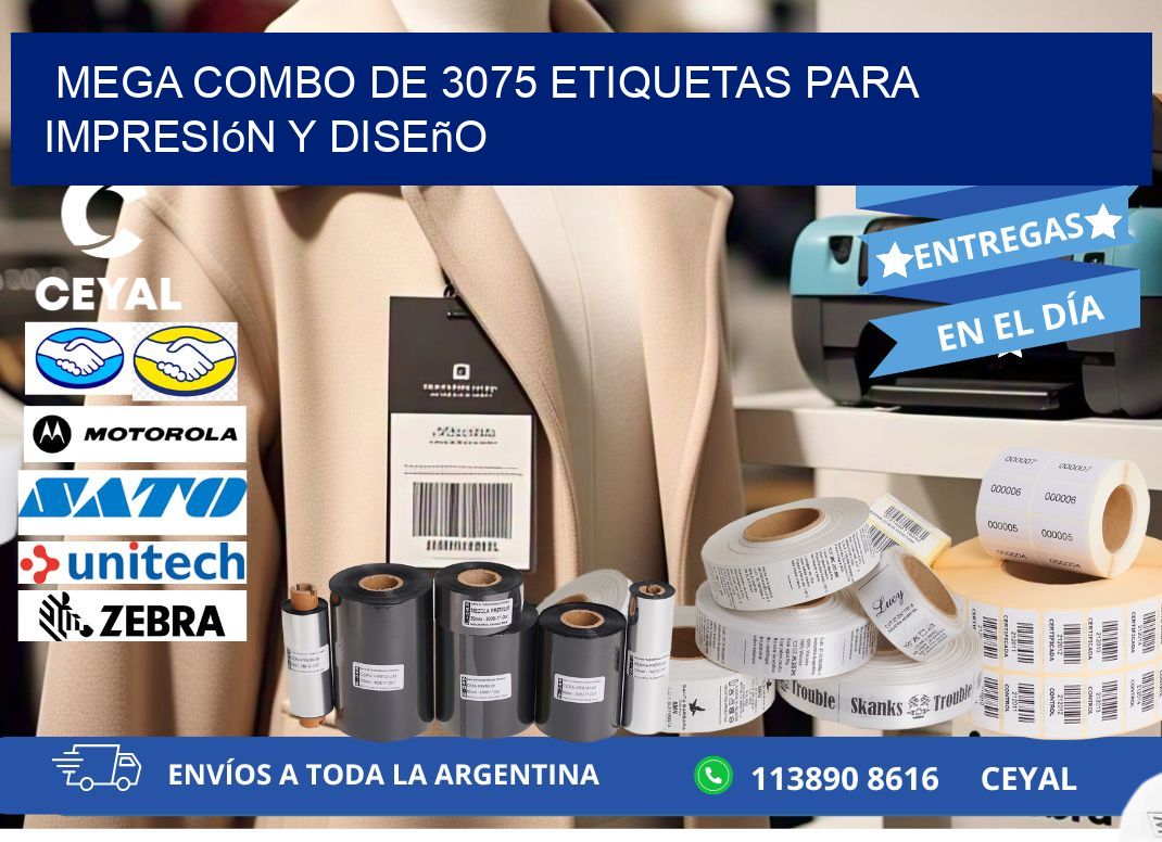 Mega combo de 3075 etiquetas para impresión y diseño