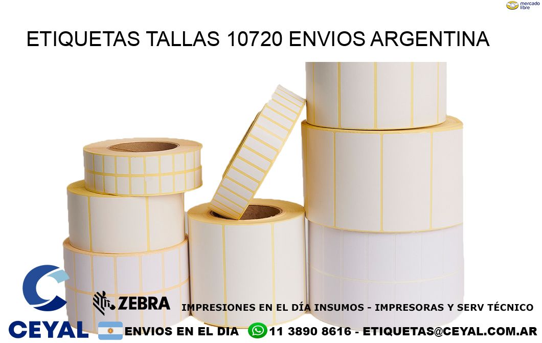 etiquetas tallas 10720 ENVIOS ARGENTINA