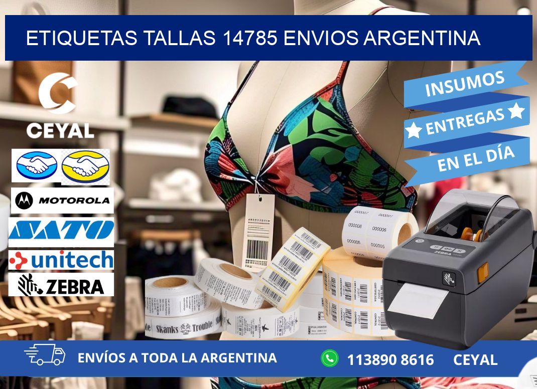 etiquetas tallas 14785 ENVIOS ARGENTINA
