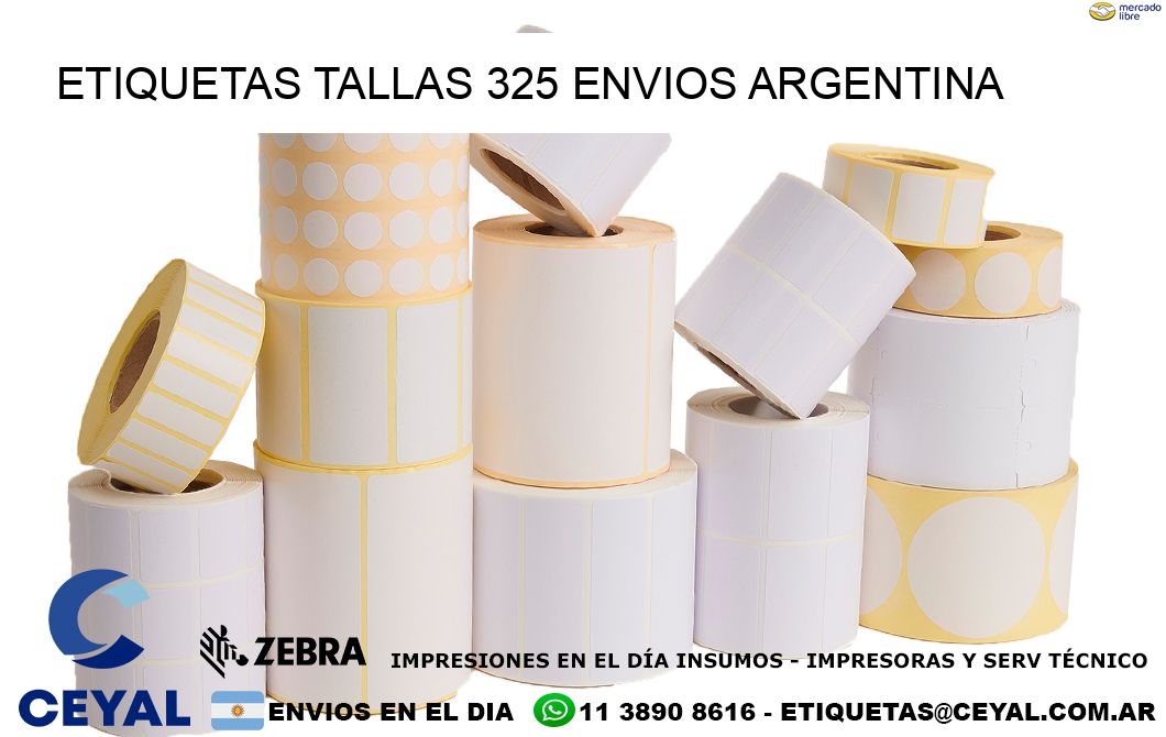 etiquetas tallas 325 ENVIOS ARGENTINA