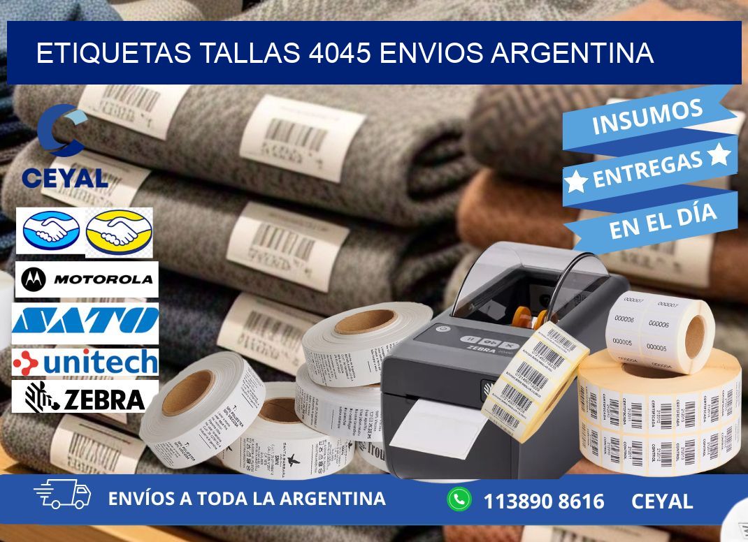 etiquetas tallas 4045 ENVIOS ARGENTINA