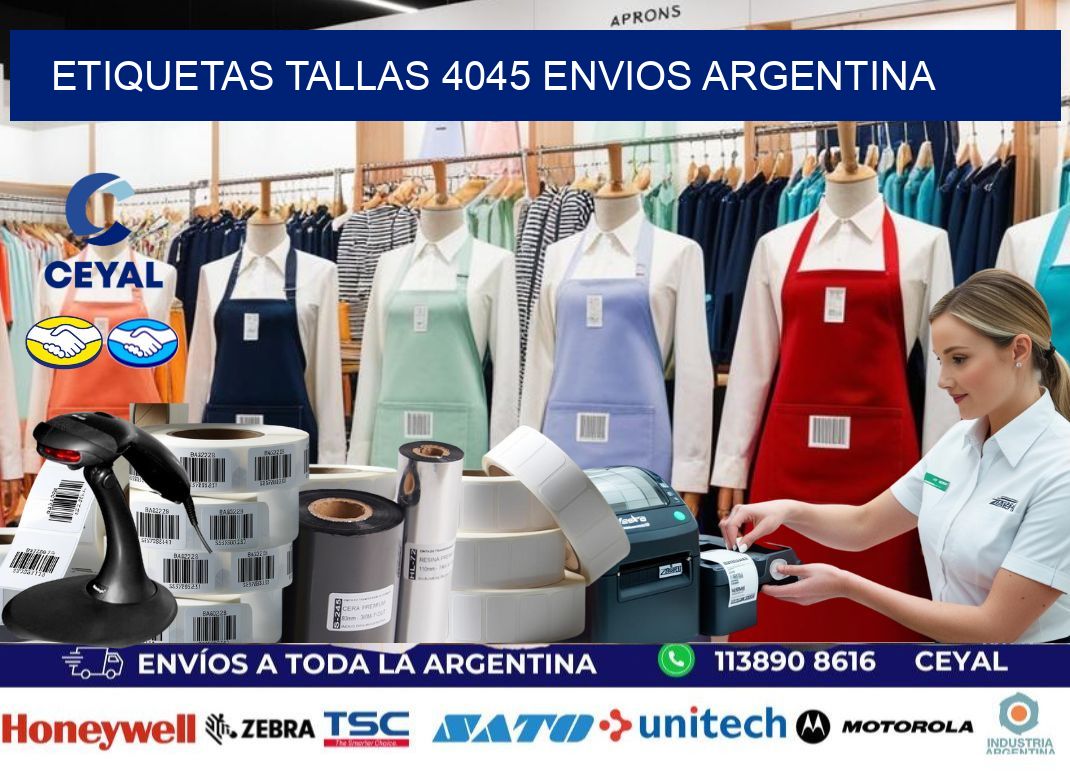 etiquetas tallas 4045 ENVIOS ARGENTINA