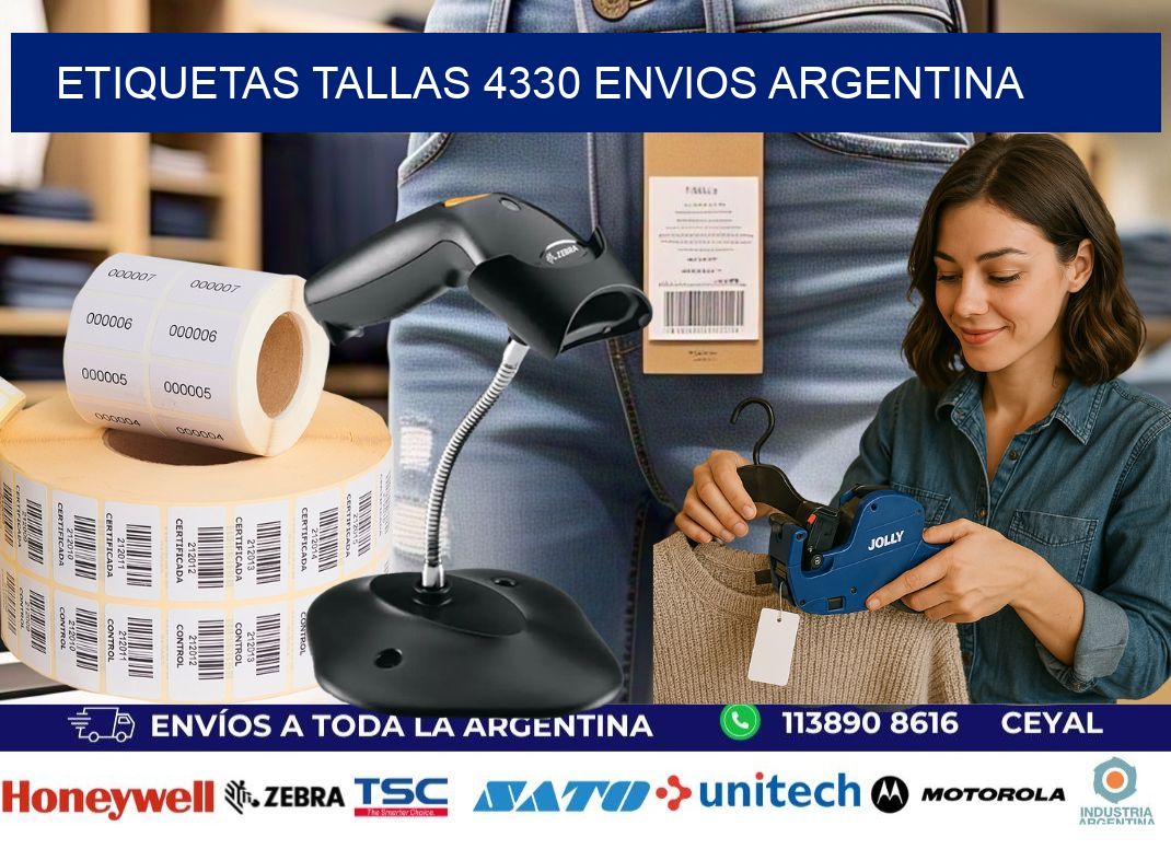 etiquetas tallas 4330 ENVIOS ARGENTINA