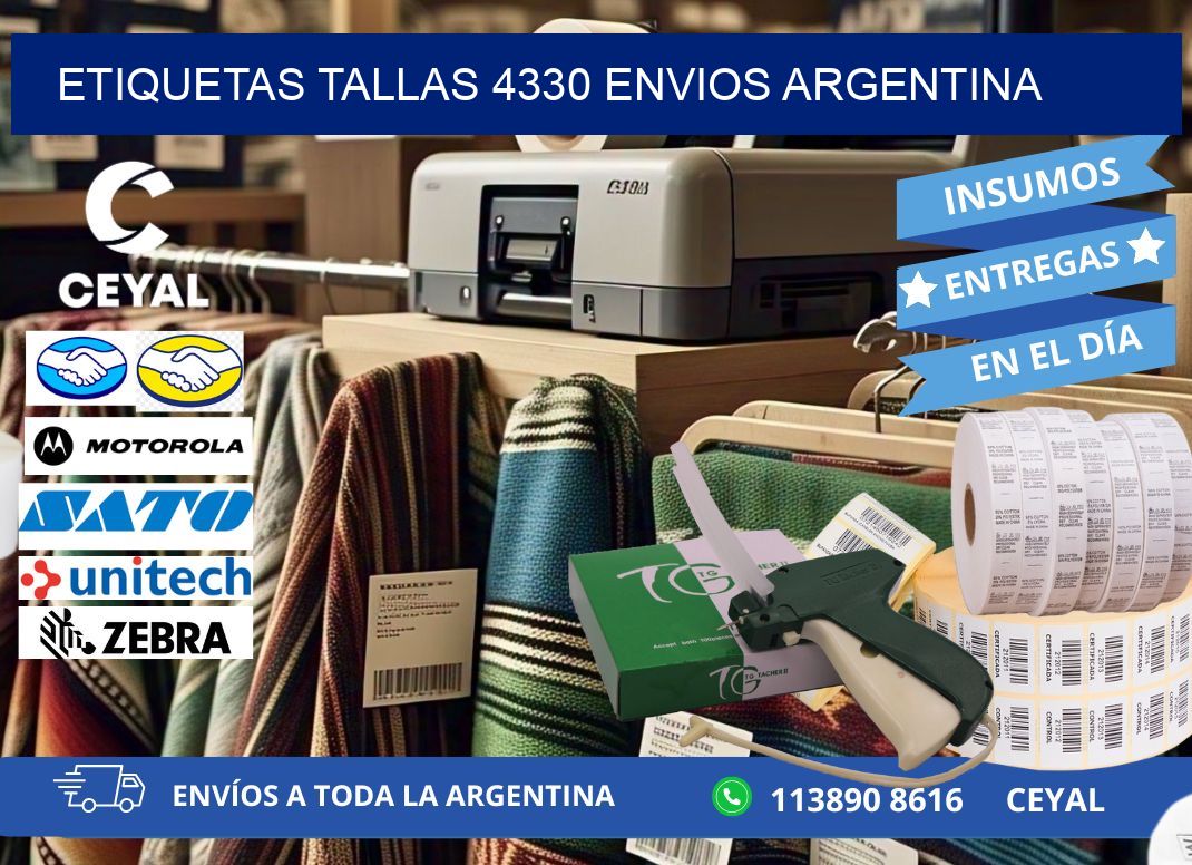 etiquetas tallas 4330 ENVIOS ARGENTINA