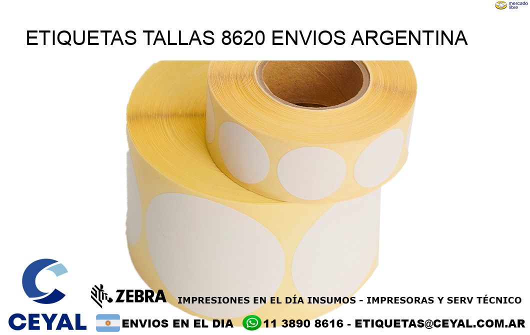 etiquetas tallas 8620 ENVIOS ARGENTINA