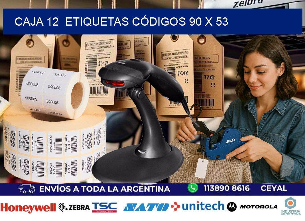 CAJA 12  ETIQUETAS CÓDIGOS 90 x 53