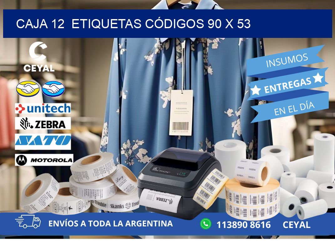 CAJA 12  ETIQUETAS CÓDIGOS 90 x 53