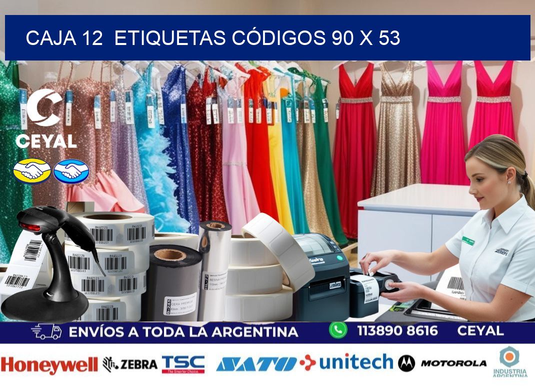 CAJA 12  ETIQUETAS CÓDIGOS 90 x 53