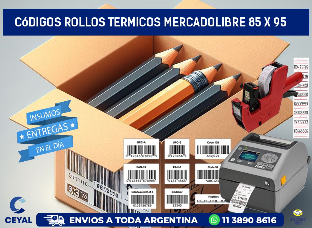 Códigos ROLLOS TERMICOS MERCADOLIBRE 85 x 95