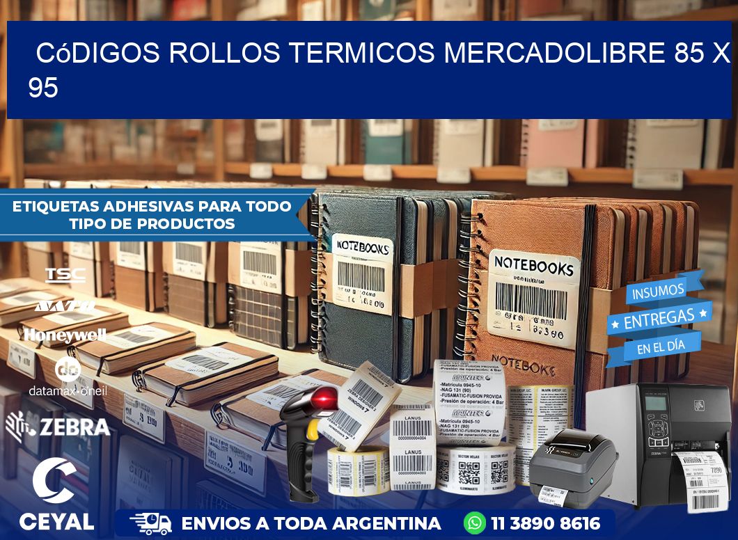 Códigos ROLLOS TERMICOS MERCADOLIBRE 85 x 95