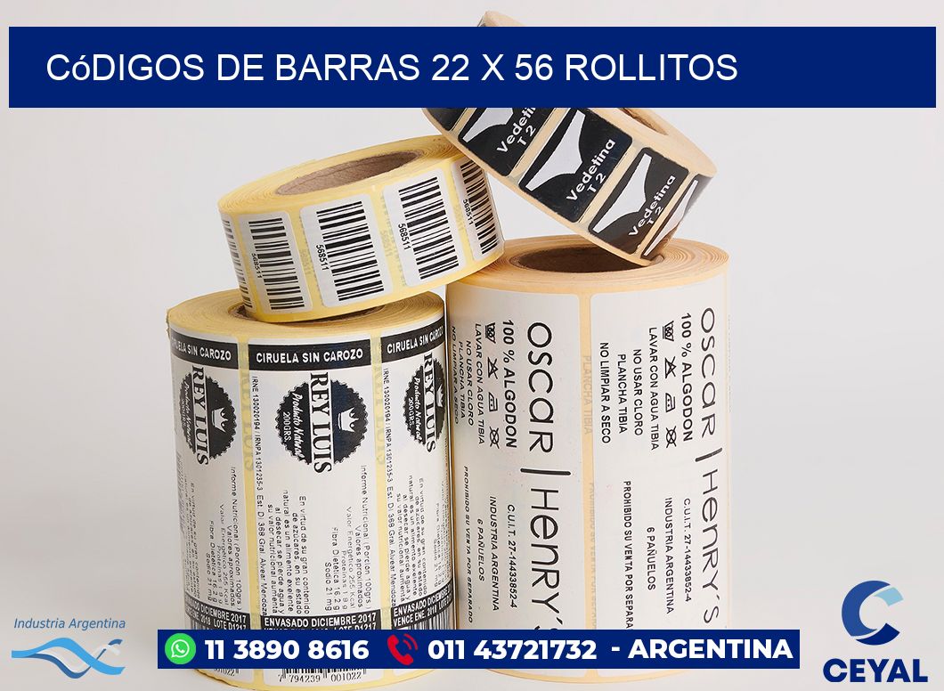 Códigos de Barras 22 x 56 rollitos