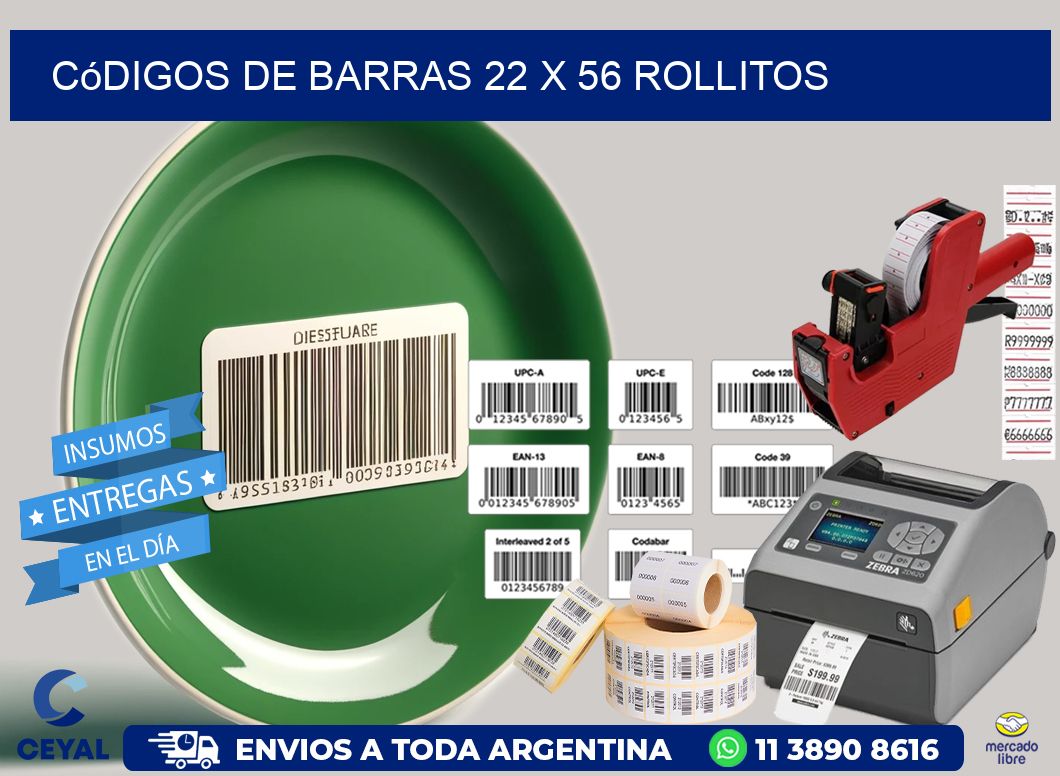 Códigos de Barras 22 x 56 rollitos