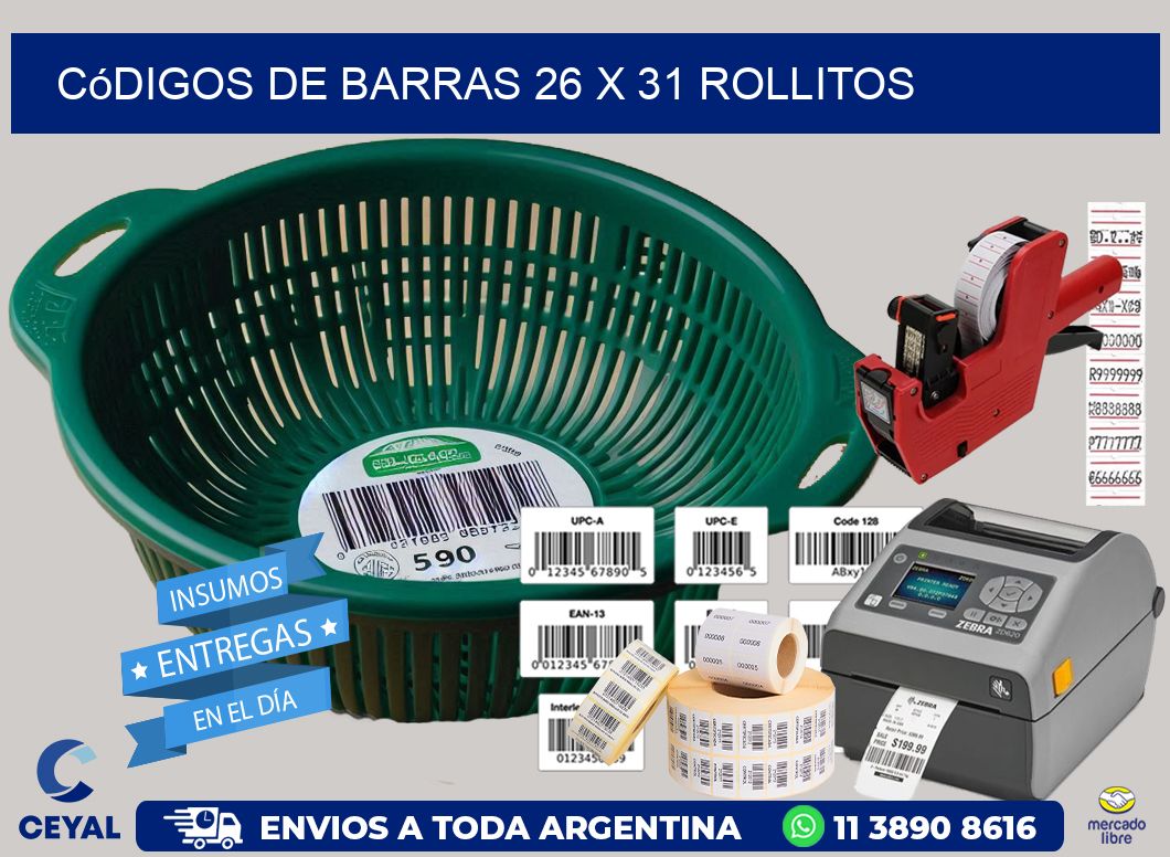 Códigos de Barras 26 x 31 rollitos