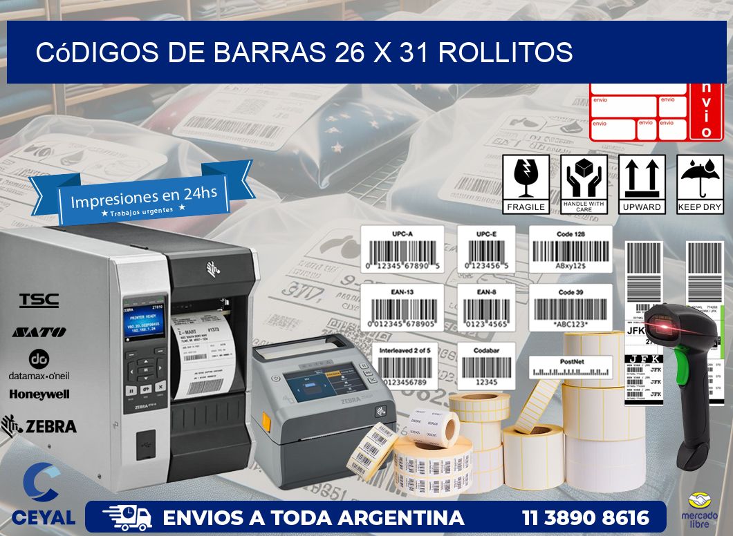 Códigos de Barras 26 x 31 rollitos