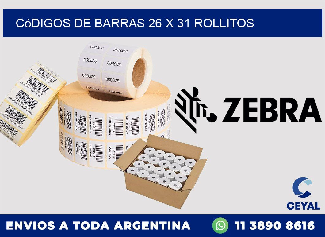 Códigos de Barras 26 x 31 rollitos