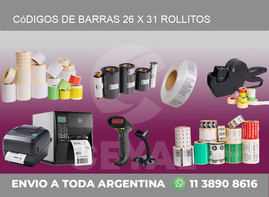Códigos de Barras 26 x 31 rollitos