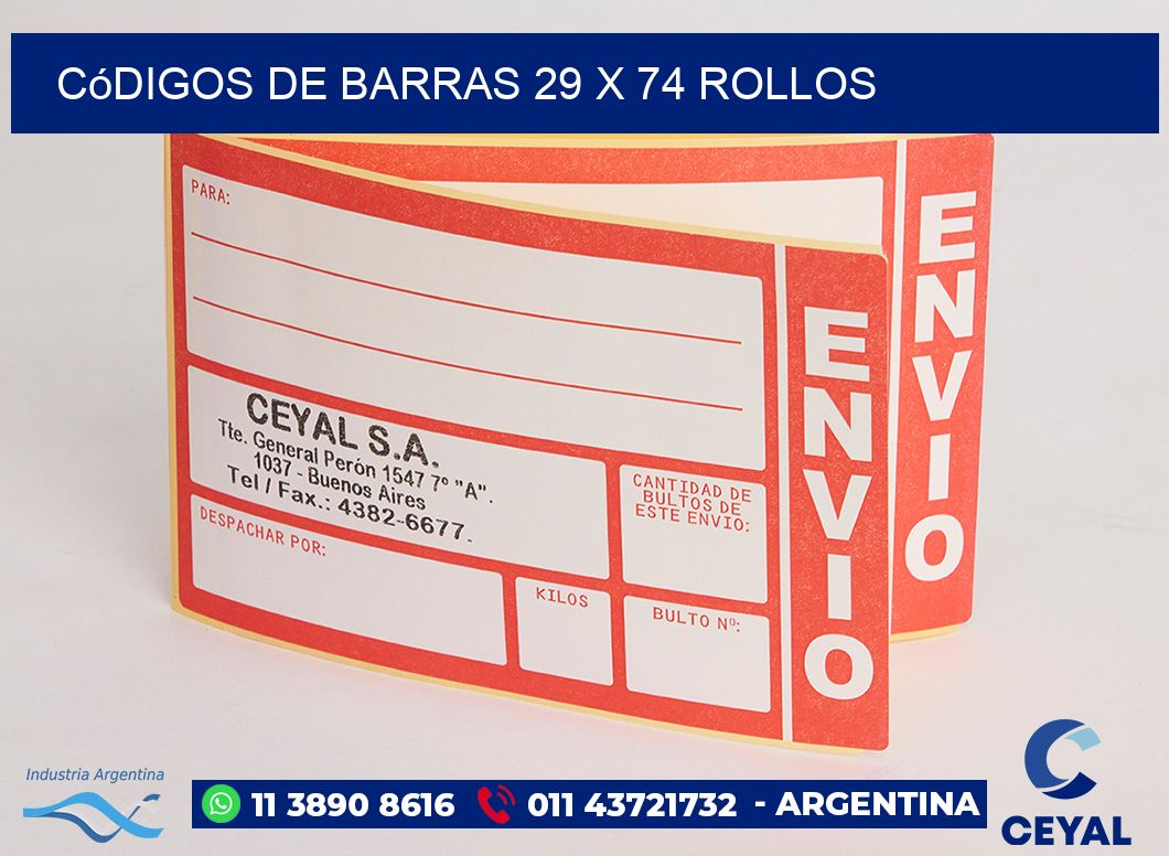 Códigos de Barras 29 x 74 ROLLOS