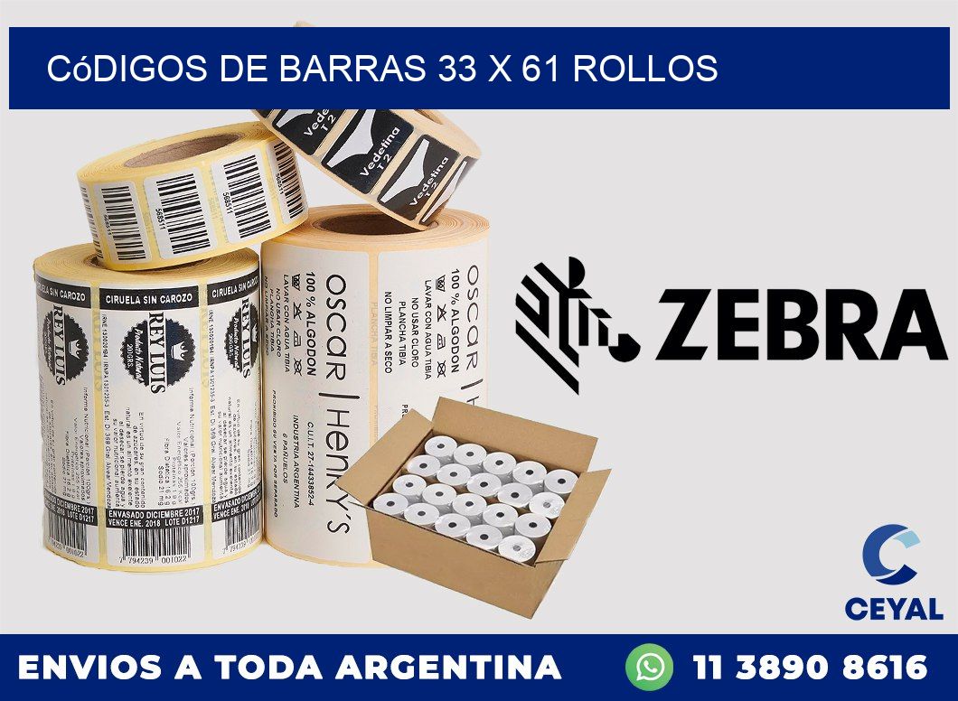 Códigos de Barras 33 x 61 ROLLOS