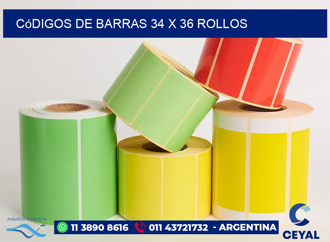 Códigos de Barras 34 x 36 ROLLOS