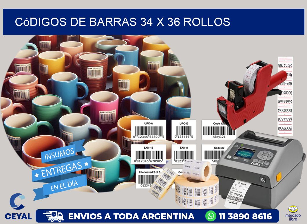 Códigos de Barras 34 x 36 ROLLOS
