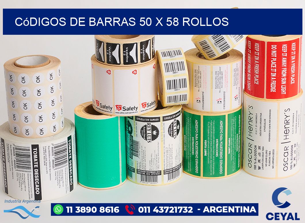 Códigos de Barras 50 x 58 ROLLOS