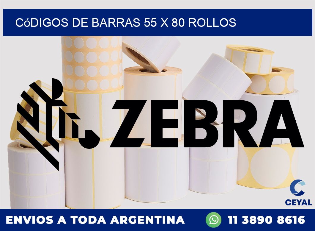 Códigos de Barras 55 x 80 ROLLOS
