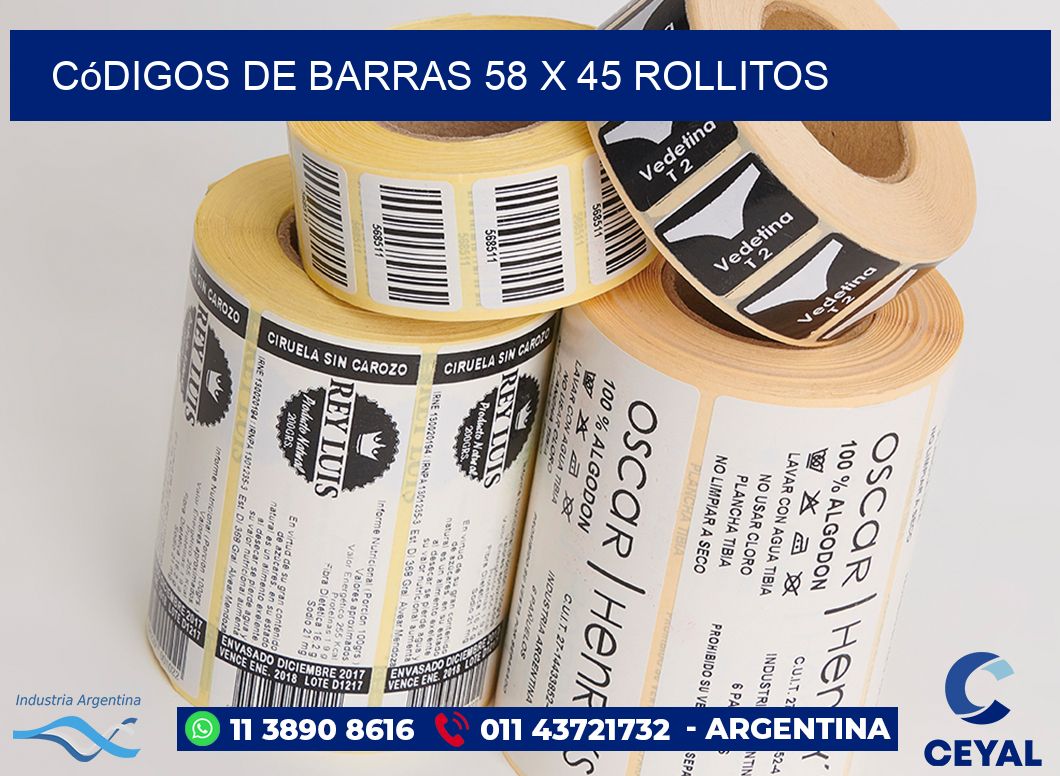 Códigos de Barras 58 x 45 rollitos