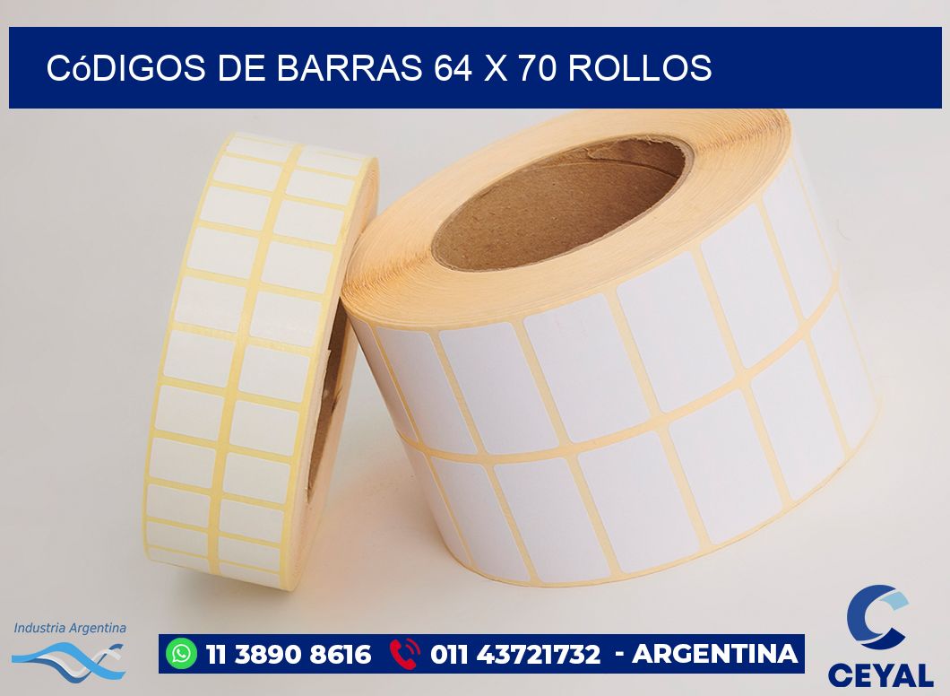 Códigos de Barras 64 x 70 ROLLOS