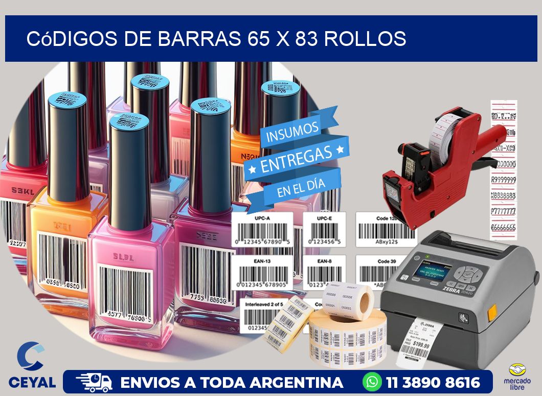 Códigos de Barras 65 x 83 ROLLOS