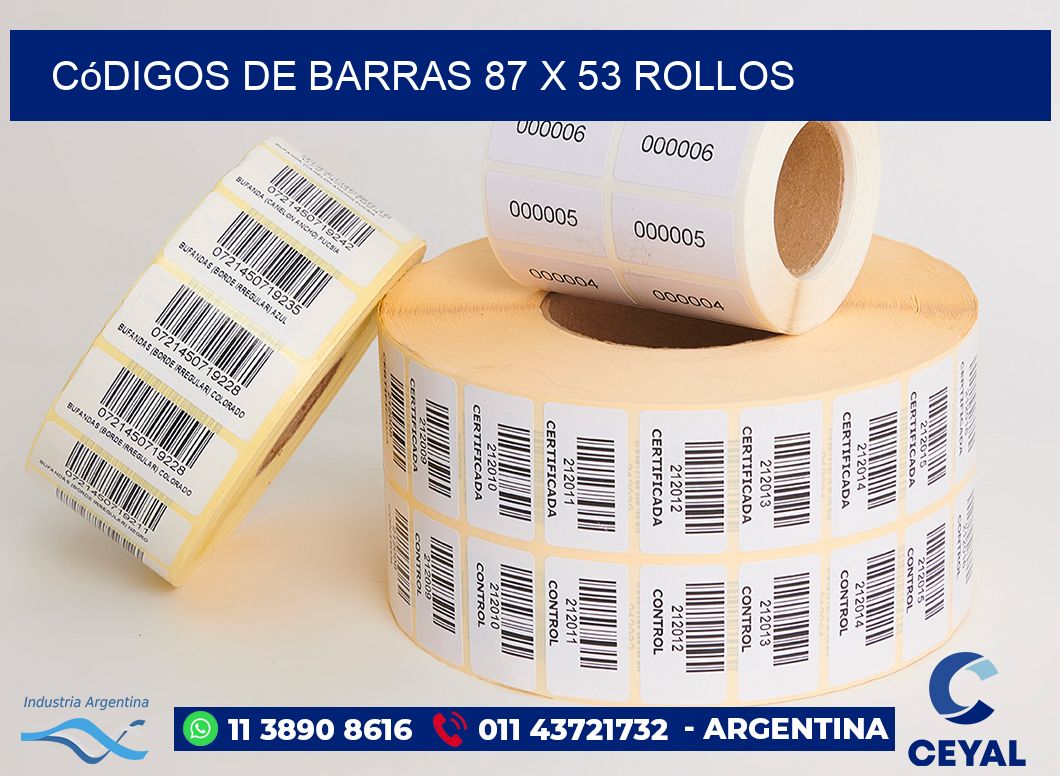 Códigos de Barras 87 x 53 ROLLOS