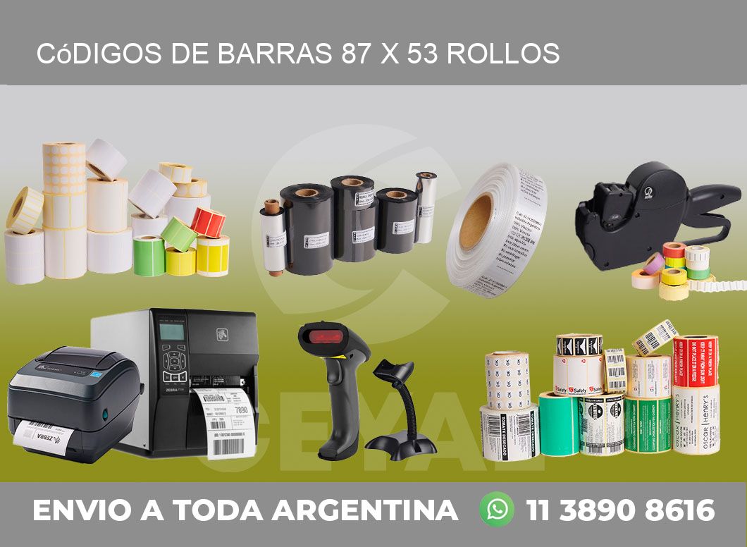 Códigos de Barras 87 x 53 ROLLOS