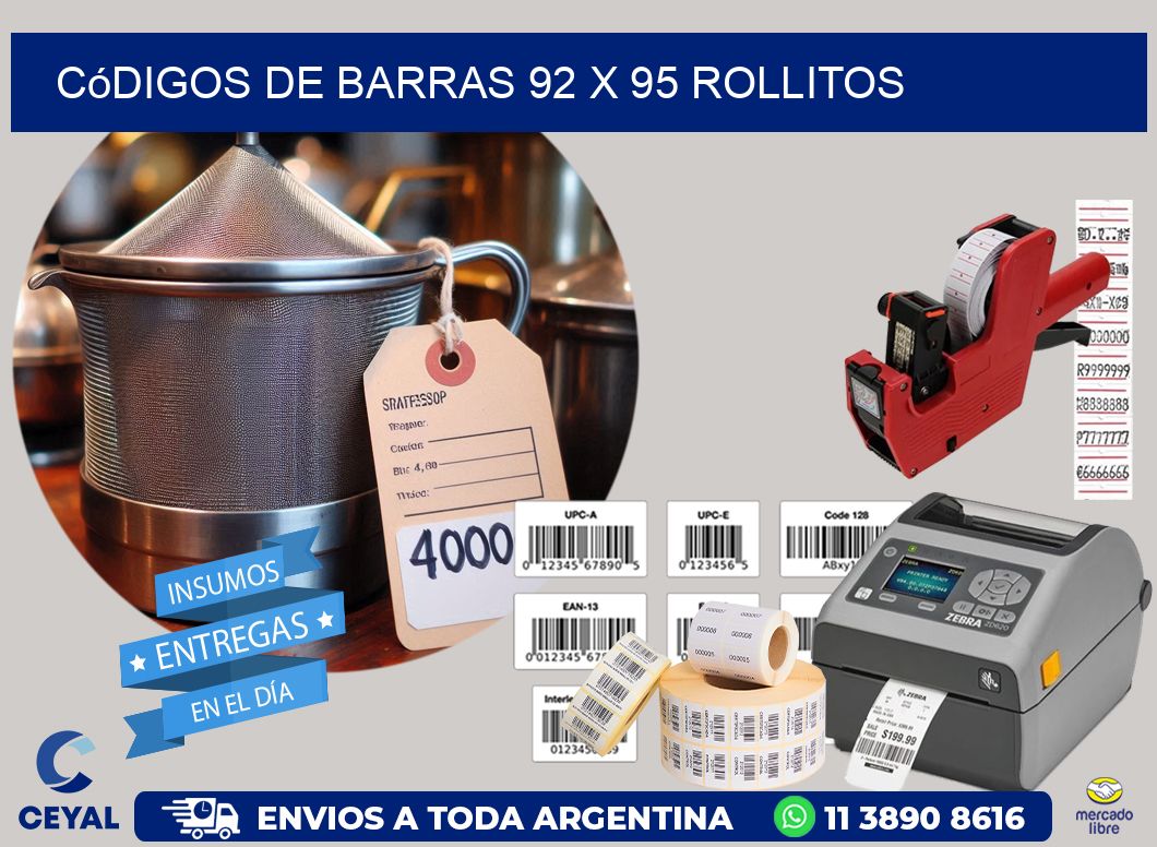 Códigos de Barras 92 x 95 rollitos
