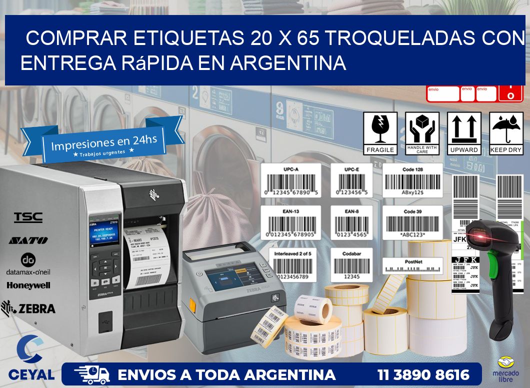 Comprar etiquetas 20 x 65 troqueladas con entrega rápida en Argentina