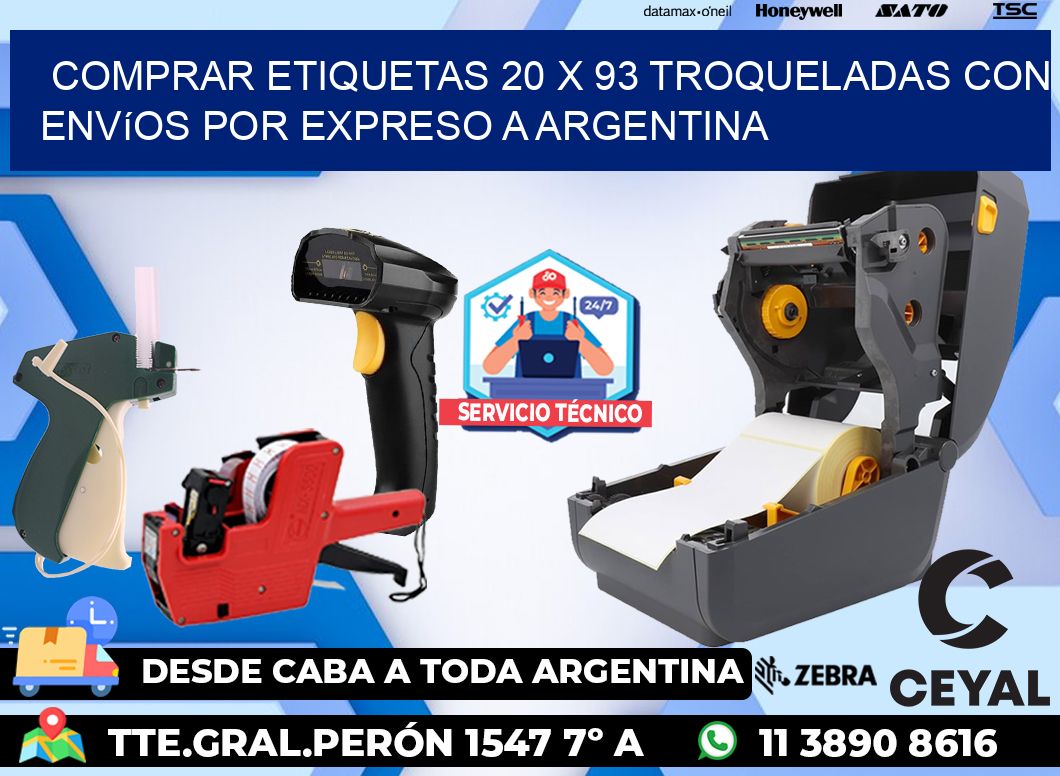 Comprar etiquetas 20 x 93 troqueladas con envíos por expreso a Argentina
