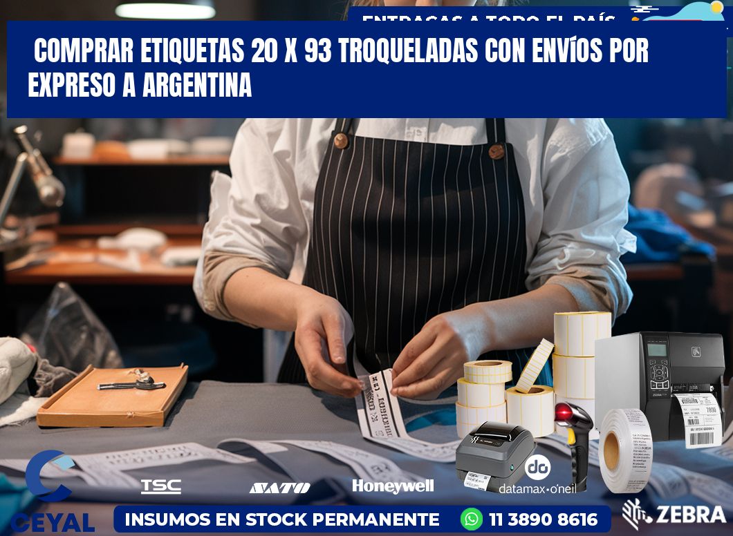 Comprar etiquetas 20 x 93 troqueladas con envíos por expreso a Argentina