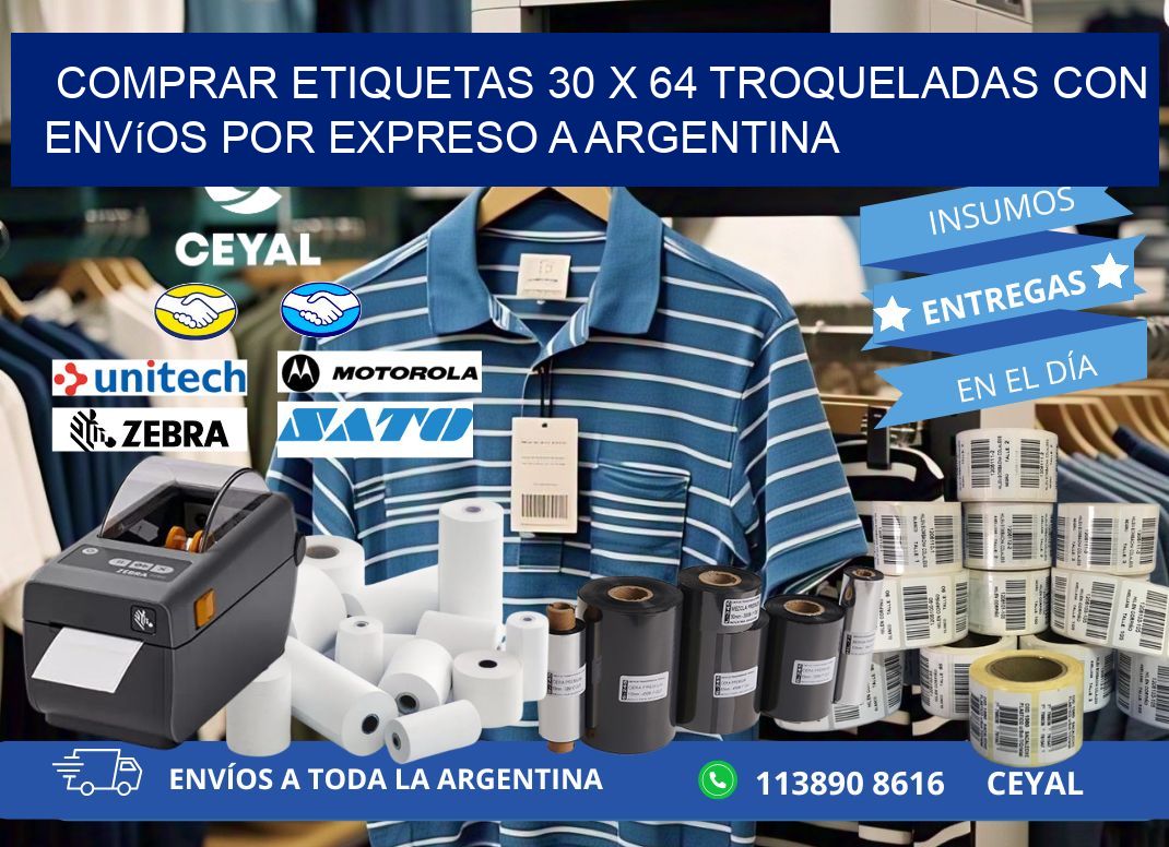 Comprar etiquetas 30 x 64 troqueladas con envíos por expreso a Argentina