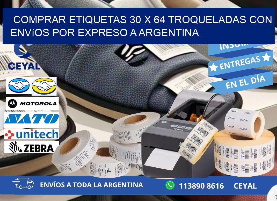Comprar etiquetas 30 x 64 troqueladas con envíos por expreso a Argentina