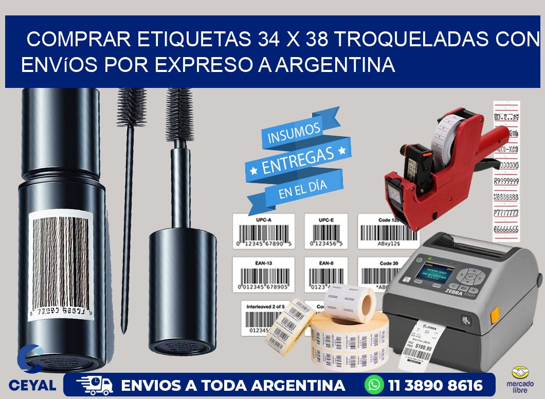 Comprar etiquetas 34 x 38 troqueladas con envíos por expreso a Argentina