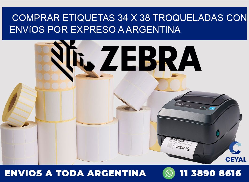 Comprar etiquetas 34 x 38 troqueladas con envíos por expreso a Argentina