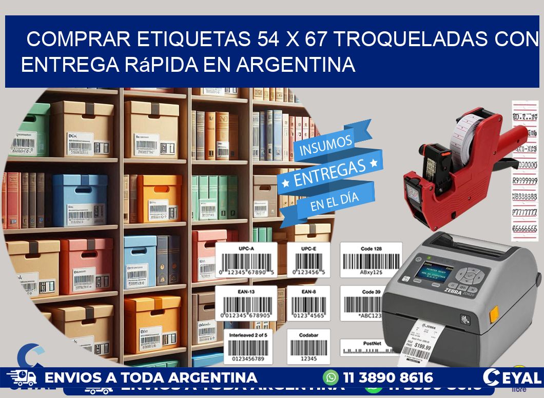 Comprar etiquetas 54 x 67 troqueladas con entrega rápida en Argentina