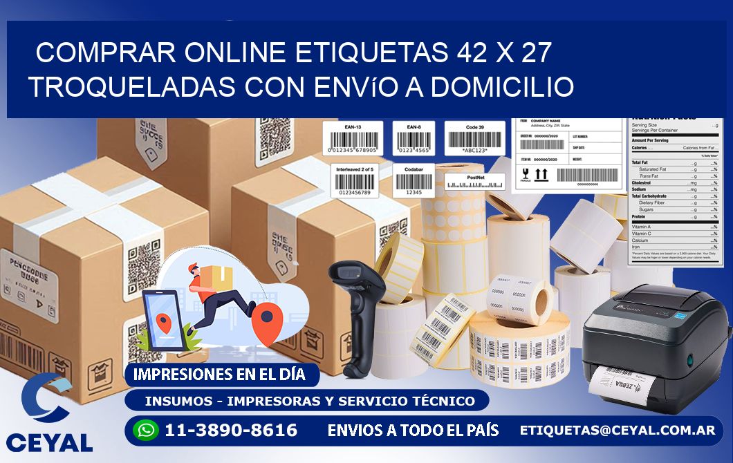 Comprar online etiquetas 42 x 27 troqueladas con envío a domicilio