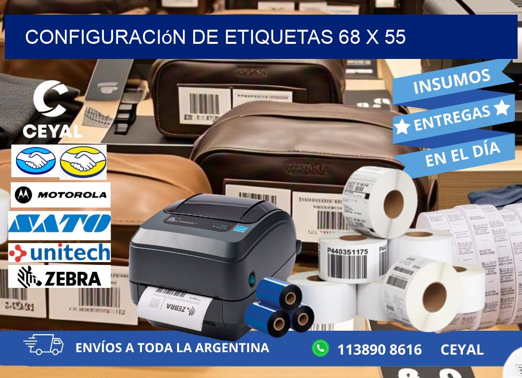 Configuración de etiquetas 68 x 55