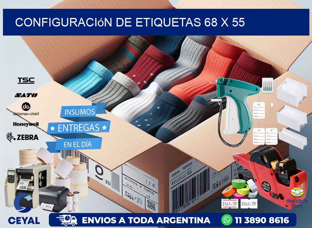 Configuración de etiquetas 68 x 55
